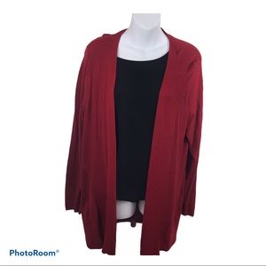 ❤️Chico's Red Holiday Cardigan Draped Red Rib Knit Size 2 12/14